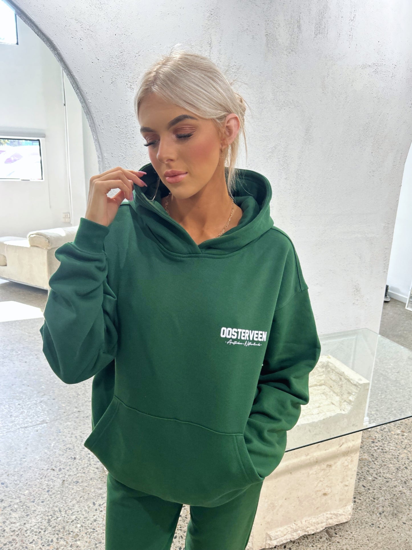 OOSTERVEEN LEISURE CLUB HOODIE - FOREST GREEN